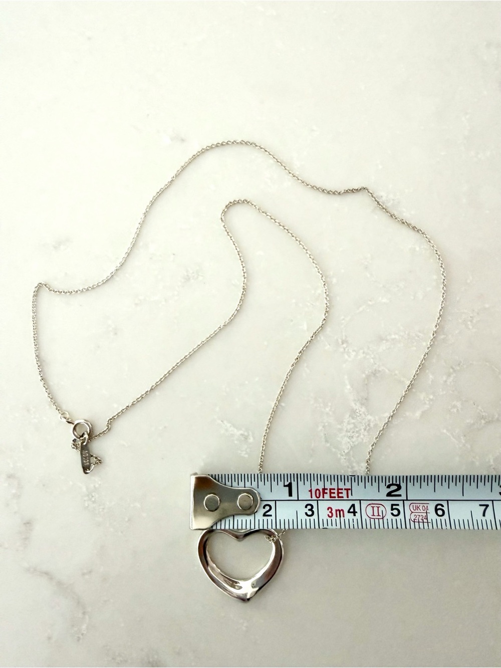 Tiffany & Co. Elsa Peretti Open Heart Necklace Medium 16mm 20” Sterling Silver - Picture 2 of 8